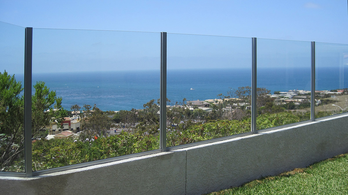 framed glass wall fence